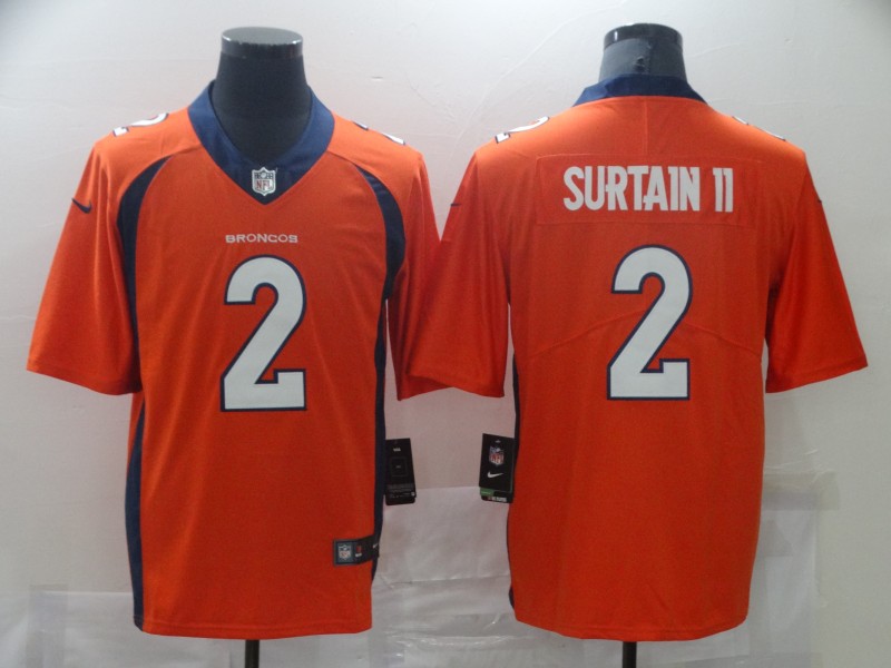 Men Denver Broncos #2 Surtain ii Orange Nike Vapor Untouchable Limited 2021 NFL Jersey